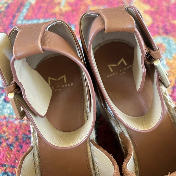 🔥Marc Fisher | Women's brown suede upper, leather heel wedge espadrille size 11 - Picture 12 of 16